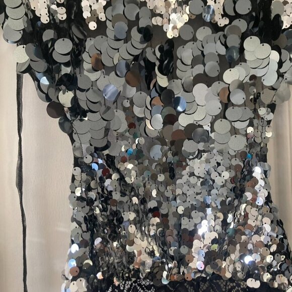 NWT Intimately Free People Main Character Bodysuit Silver Sequence Sz S - Picture 6 of 9